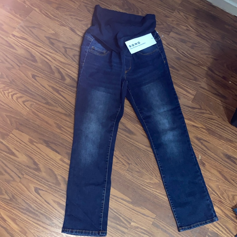 NWT Song Maternity Denim Jeans Blue Pants Size small Pregnancy Spandex